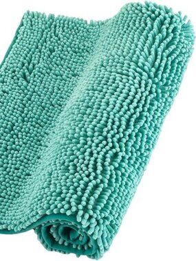 Chenille Bathroom Rugs Non Slip Bath Bathroom Accessories (Light Blue, 20"x 32")